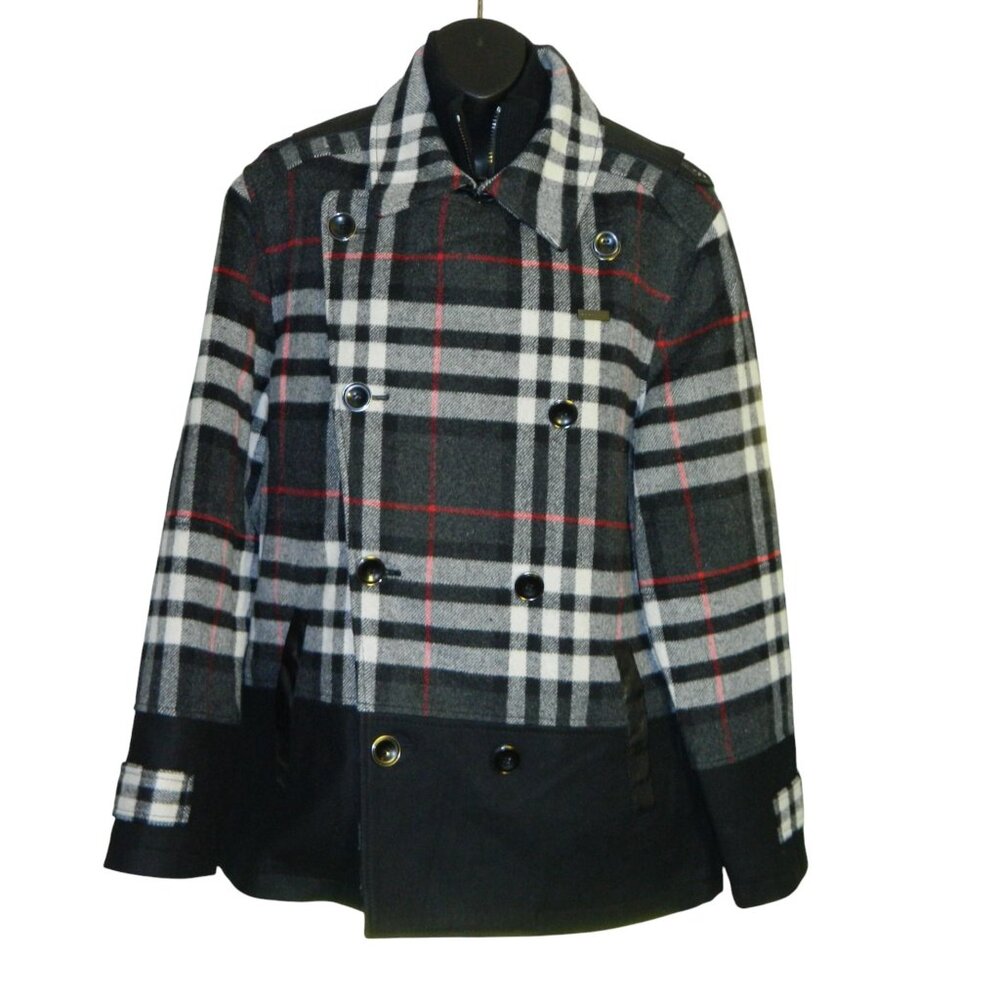 Plaid Peacoat Designer Hip Hop Sean John  Size Large